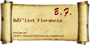 Bálint Florencia névjegykártya